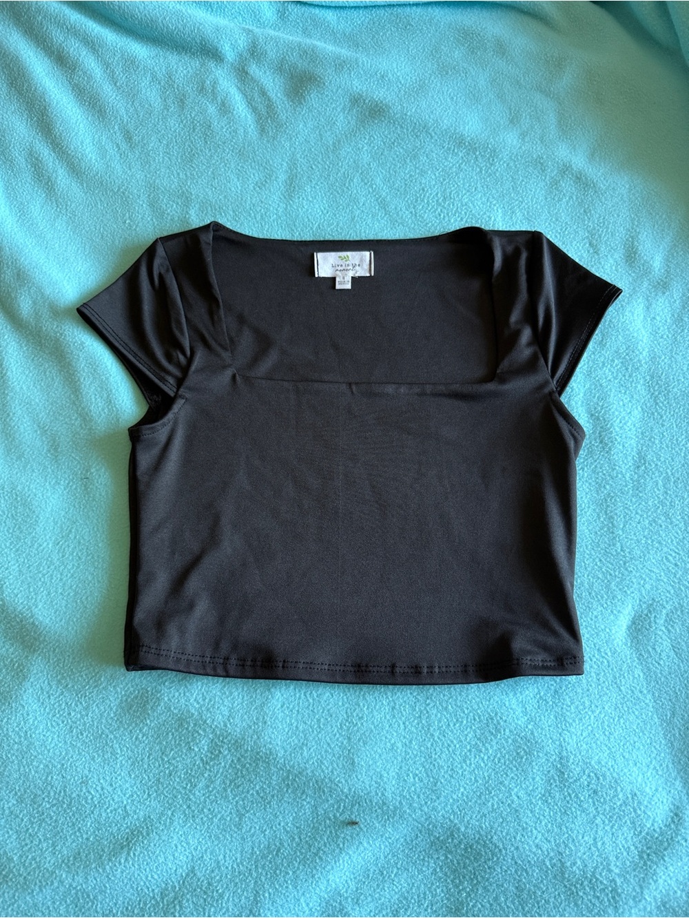 Square Neck Black Crop Top by tokyo Darling